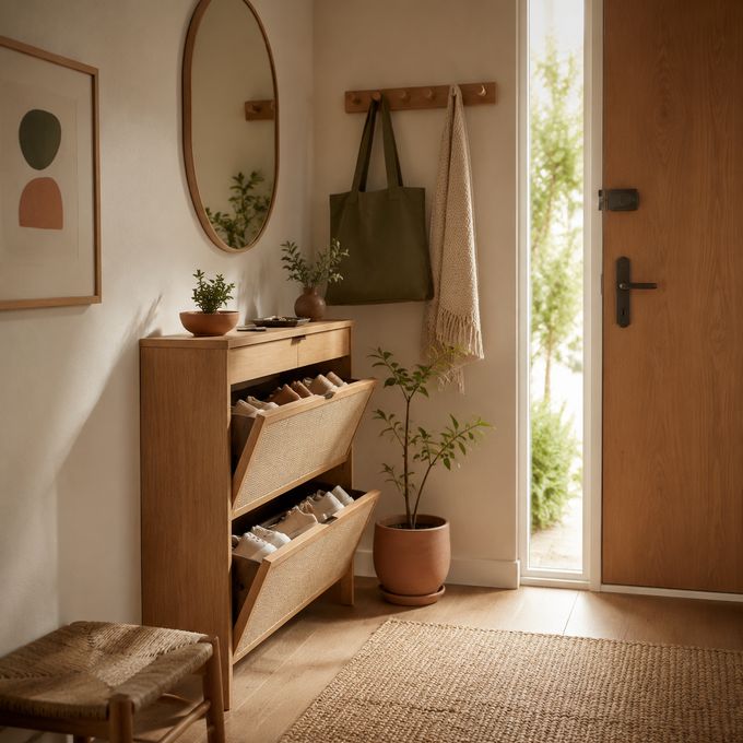 Entryway shoes storage scene